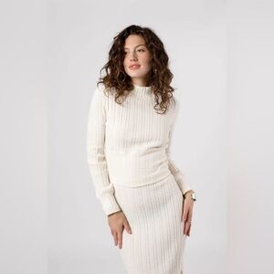 NWT Band Of Gypsies x Band Of The Free Ivory Ribbed Knit Pullover.